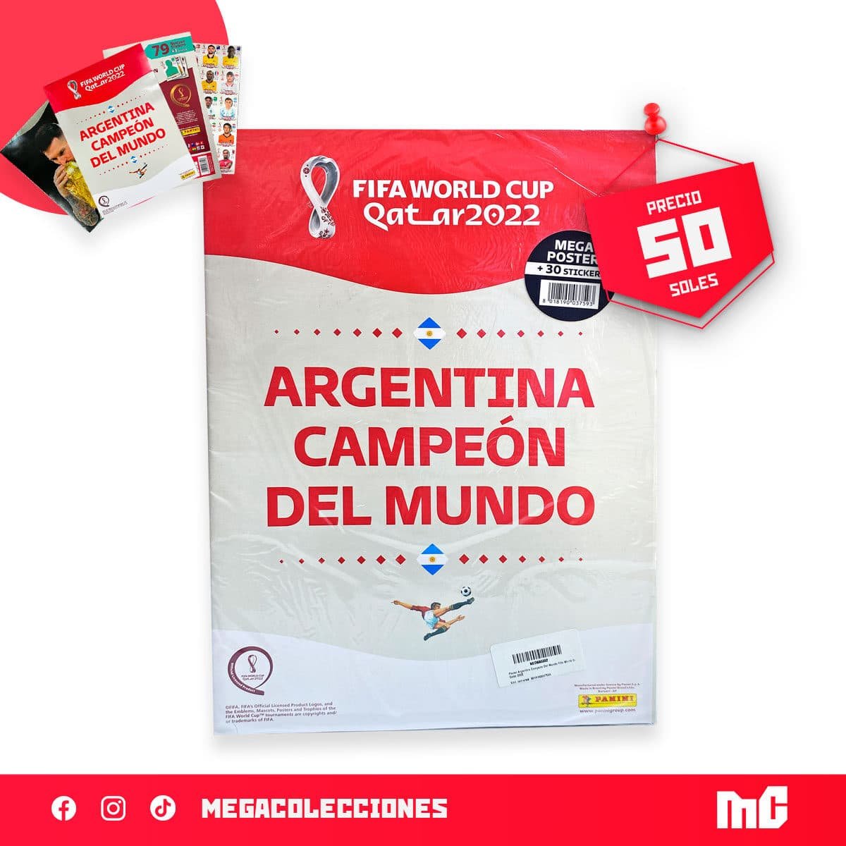 Mega póster "Argentina Campeón del Mundo" Panini