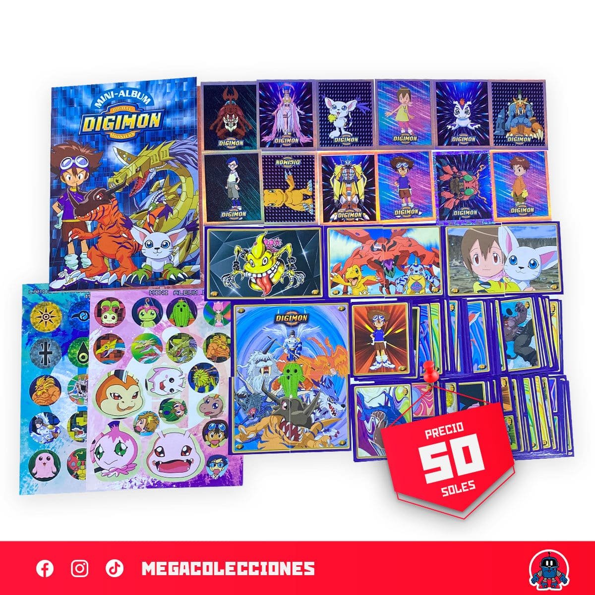 Mini álbum Digimon + Set completo de figuras para pegar