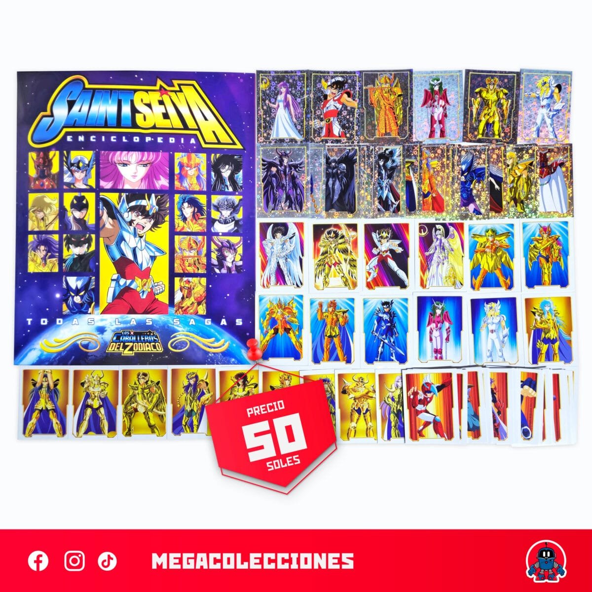 Álbum Caballeros del Zodiaco: Enciclopedia + Set completo