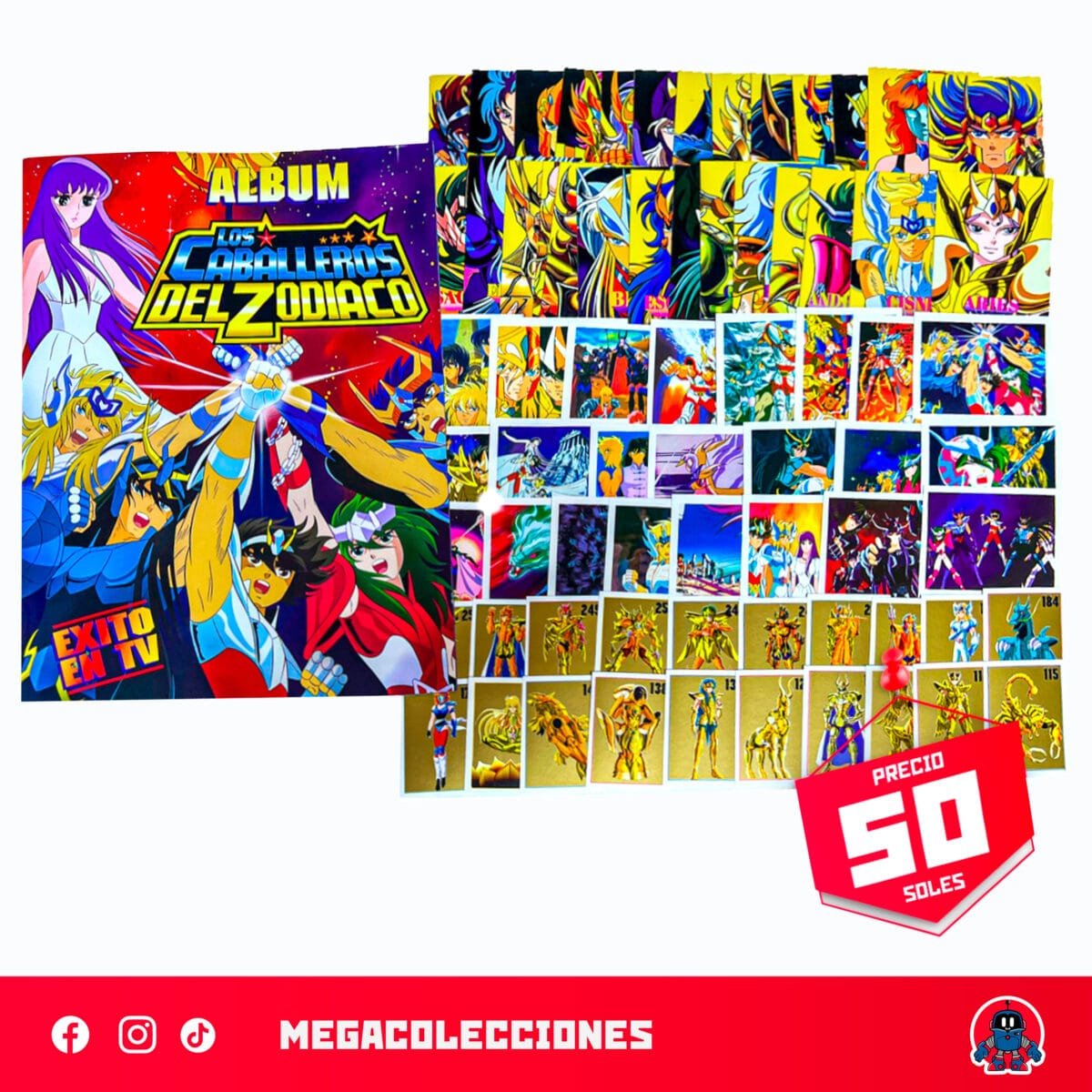 Álbum Los Caballeros del Zodiaco + Set completo de figuras para pegar