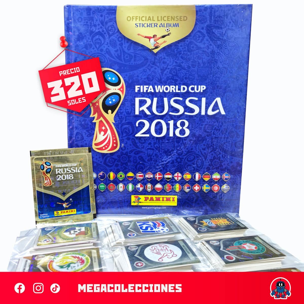 Álbum Tapa Dura Russia 2018 (Panini) + Set completo de figuras para pegar