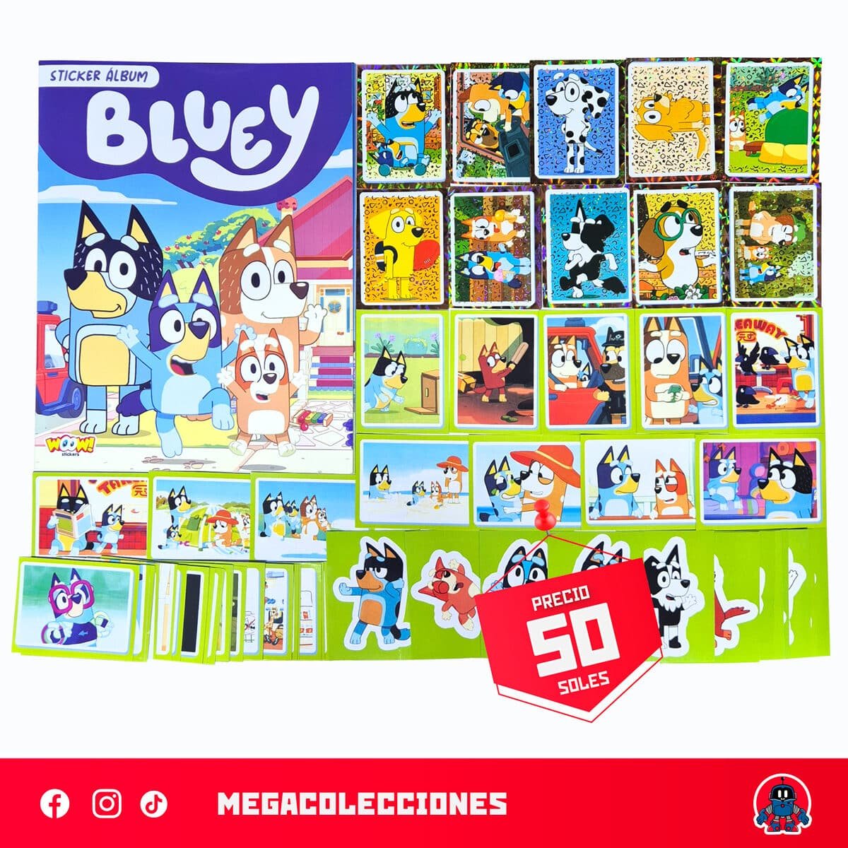 Álbum Bluey (Woow Stickers) + Set completo de figuras para pegar