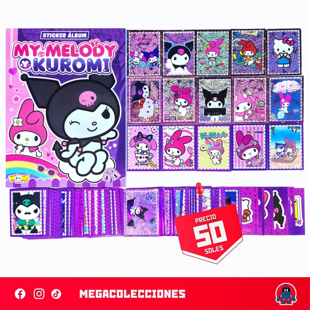 Álbum Kuromi (Woow Stickers) + Set completo de figuras para pegar