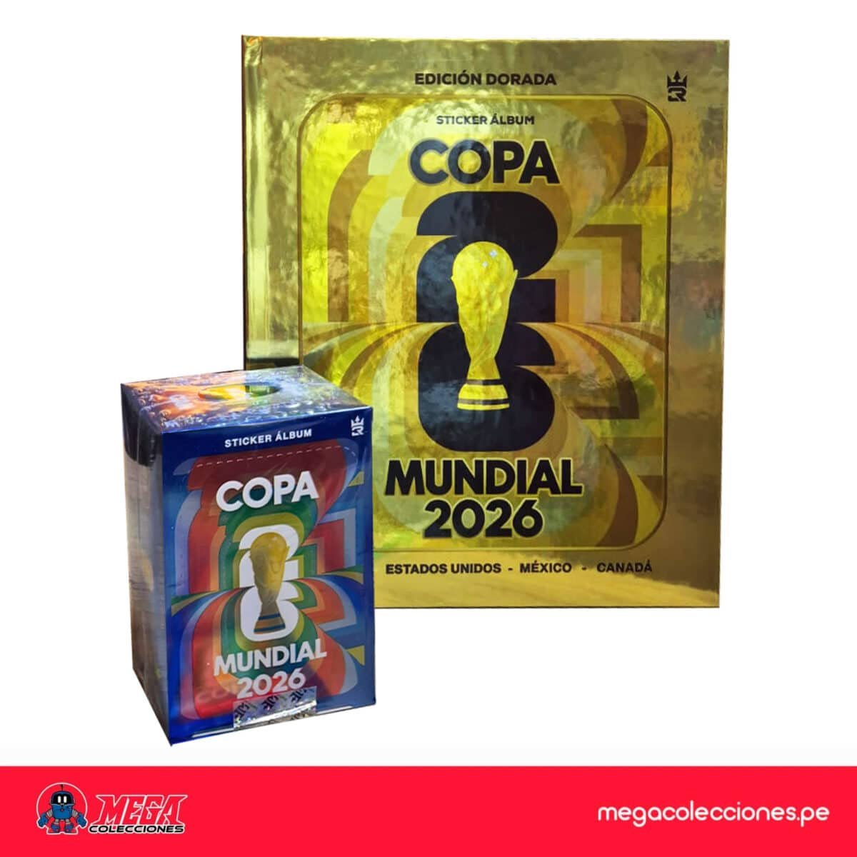 Álbum Copa Mundial 2026 Tapa Dura Dorada (Editorial 3 Reyes) + Paquetón de 50 sobres